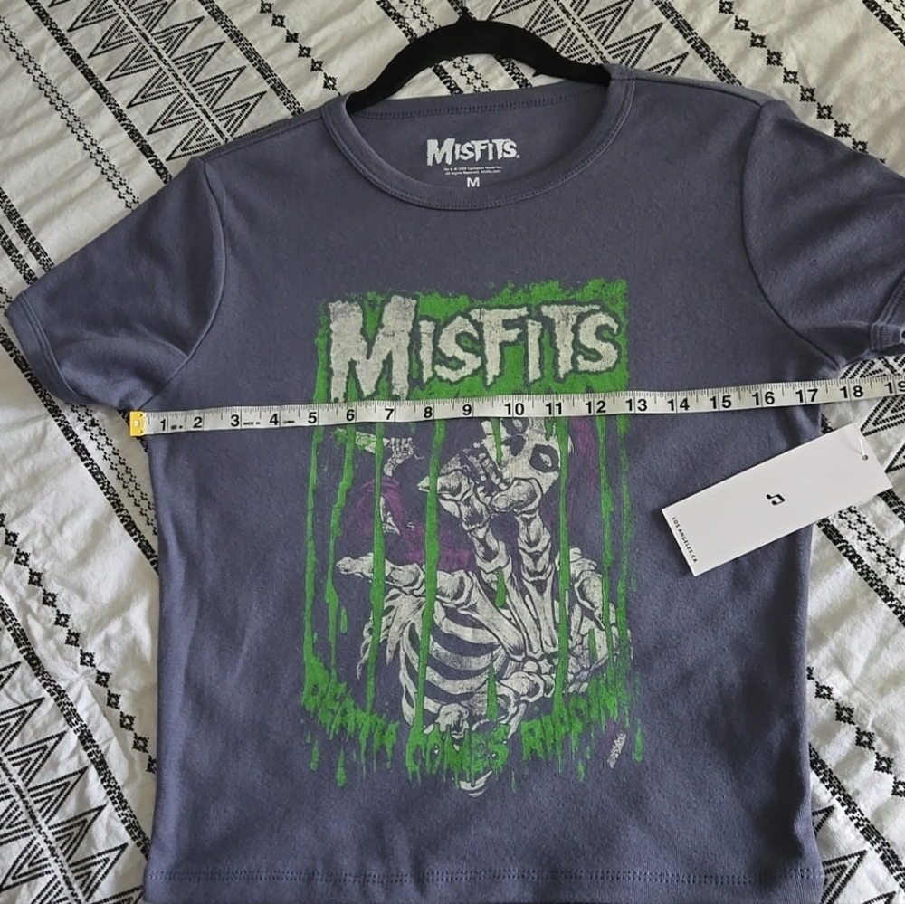 Vinyl Icons 'Misfits' Band Tee Grey Blue Women's Size Medium NWT - Picture 4 of 15